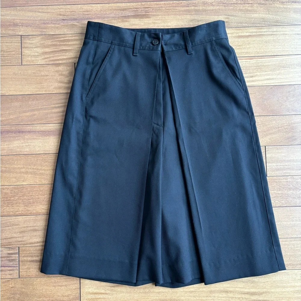 MM6 Maison Martin Margiela Black Short Suit Trousers Black Wide-Leg Culottes - Picture 4 of 14